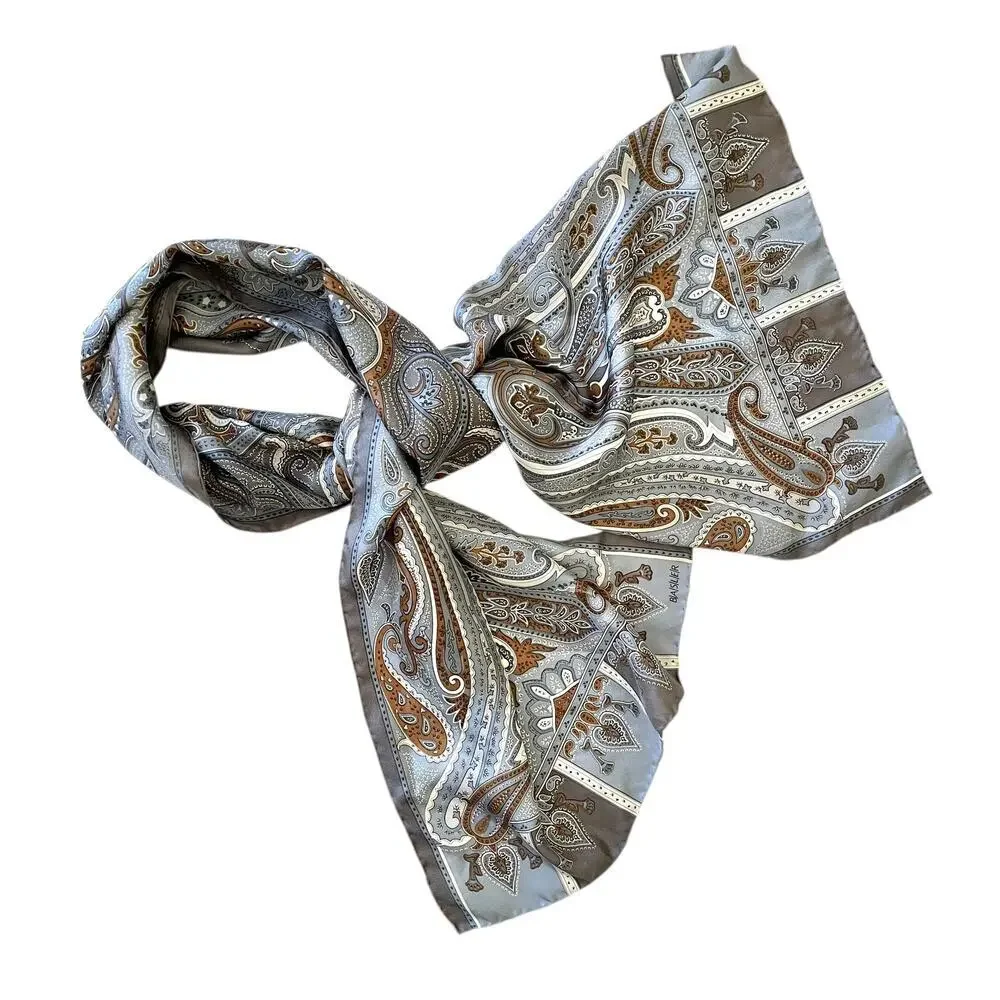 Vintage Basler Paisley Blue Print Long Silk Twill Scarf